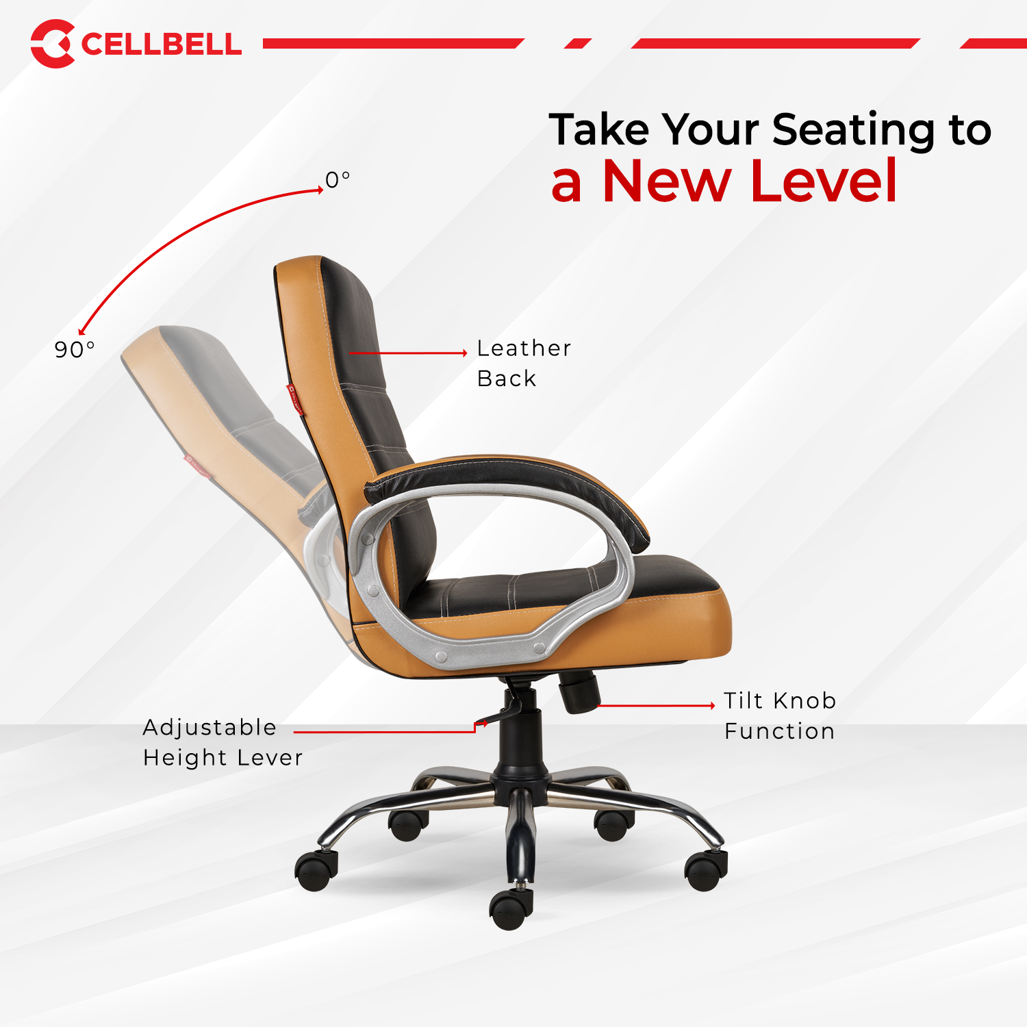 CELLBELL C99 Apex Leatherette Mid-Back Boss Chair Cellbell