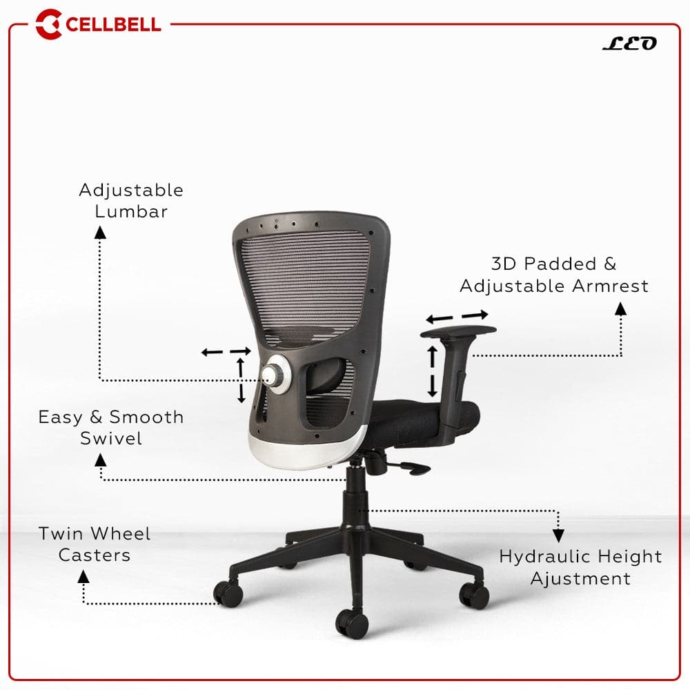 Leo C110 (JAZZ) Mesh Executive Mid Back Office Chair Cellbell