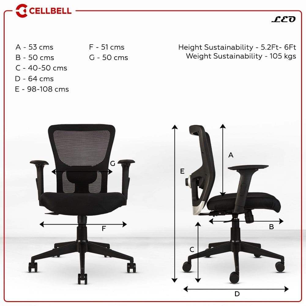 Leo C110 (JAZZ) Mesh Executive Mid Back Office Chair Cellbell