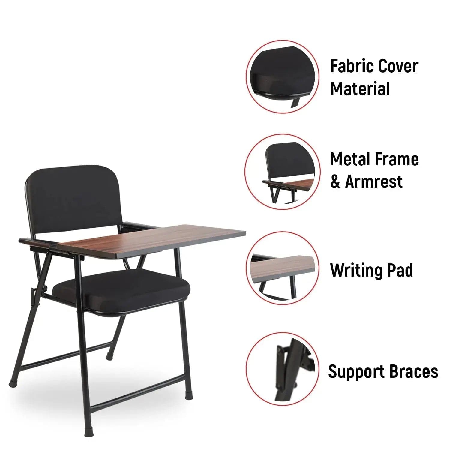 Laika C62 Folding Study Chair with Cushion and Writing Pad CellBell