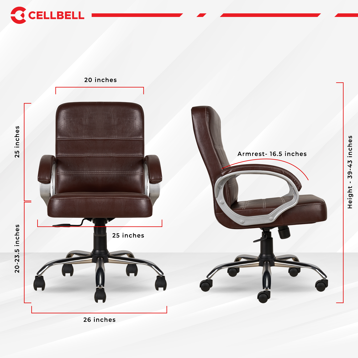 CELLBELL C99 Apex Leatherette Mid-Back Boss Chair Cellbell