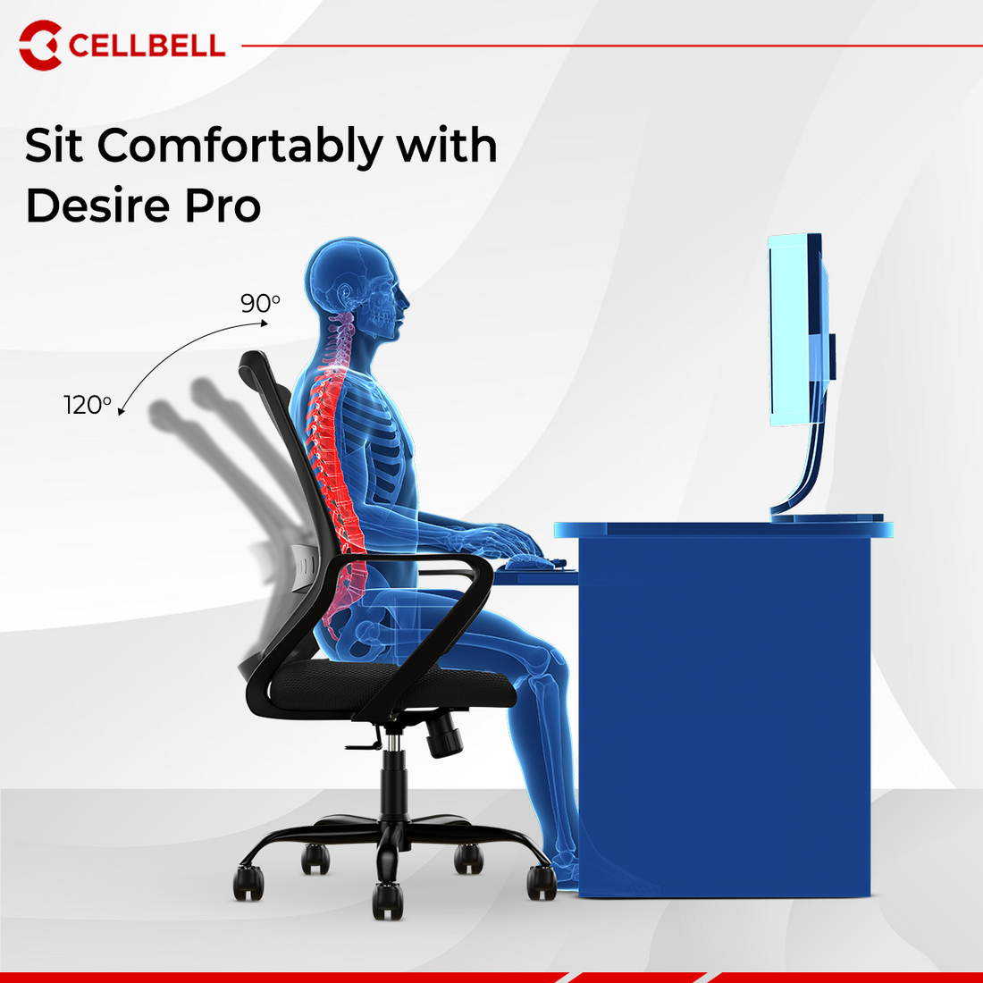 CELLBELL Desire Pro Mid Back Mesh Office Chair CellBell