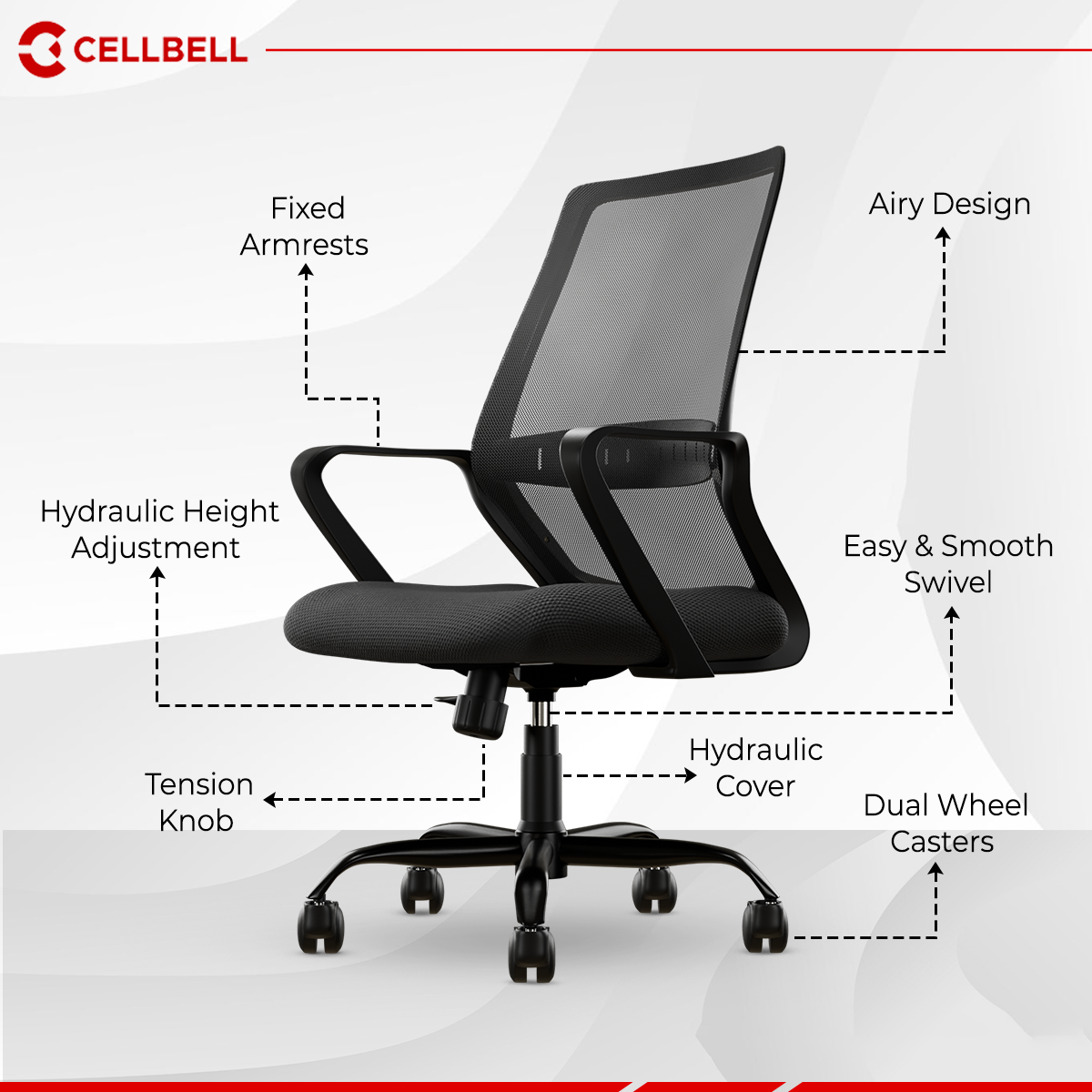 CELLBELL Desire Pro Mid Back Mesh Office Chair CellBell