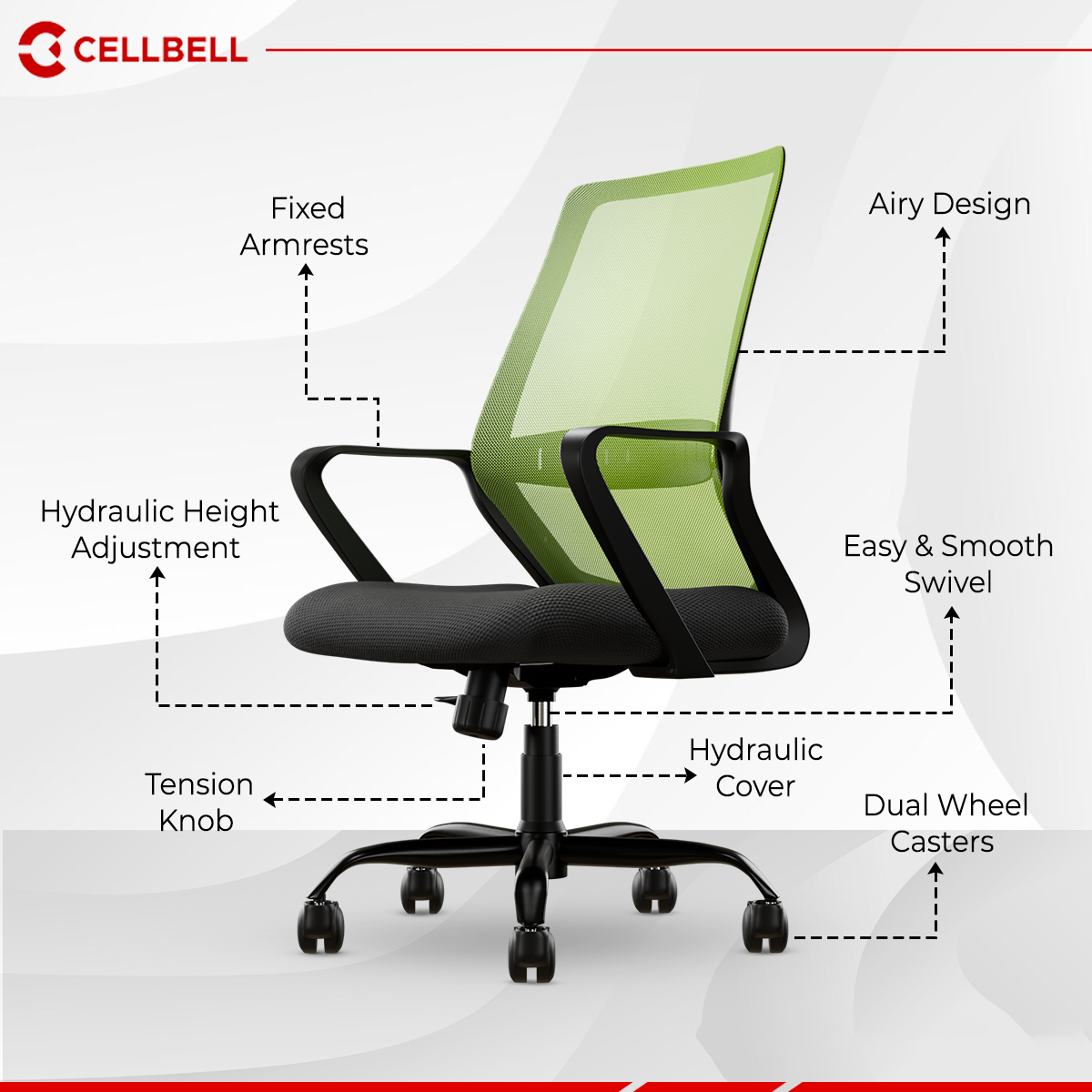 CELLBELL Desire Pro Mid Back Mesh Office Chair CellBell