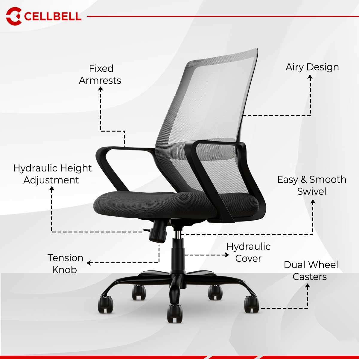 CELLBELL Desire Pro Mid Back Mesh Office Chair CellBell