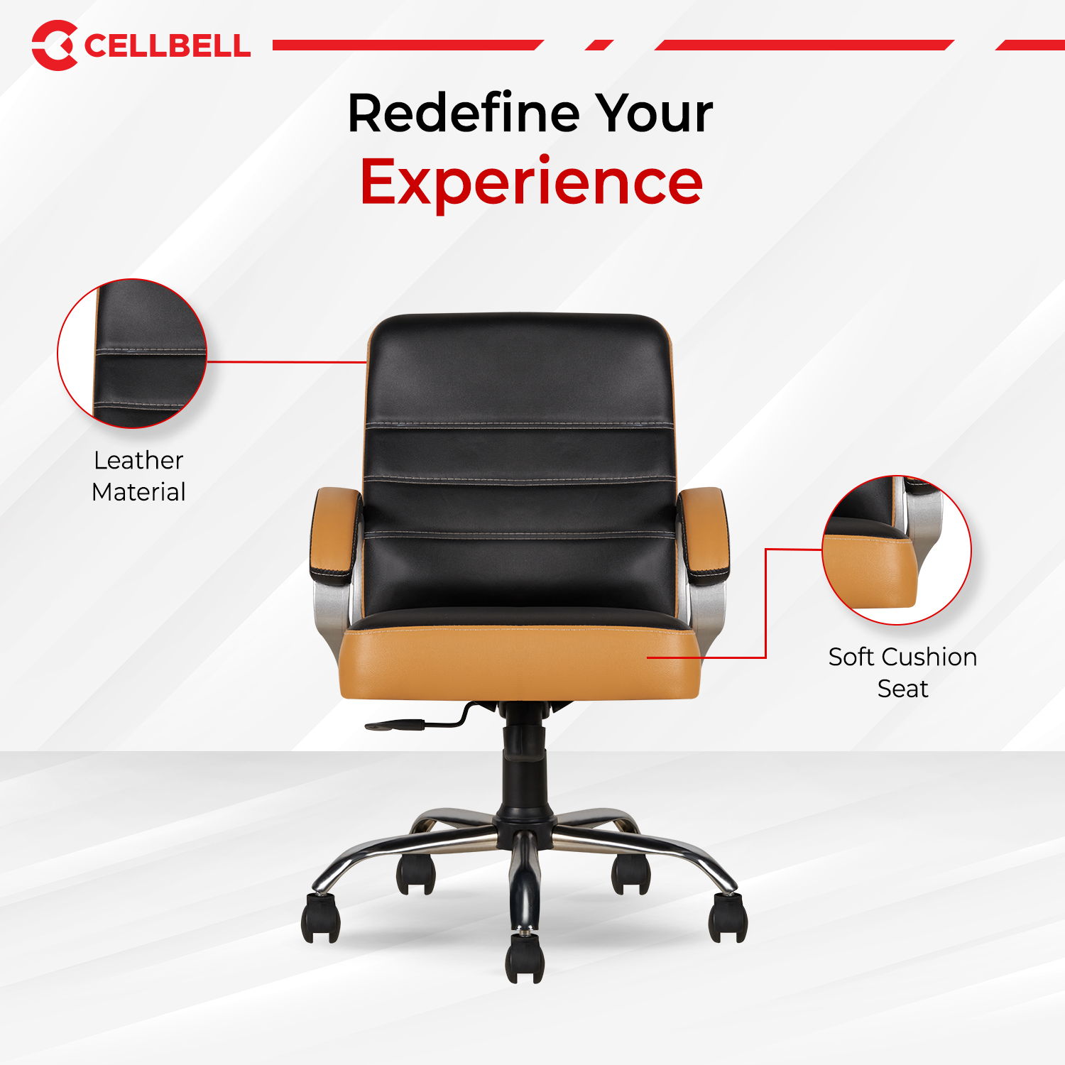 CELLBELL C99 Apex Leatherette Mid-Back Boss Chair Cellbell