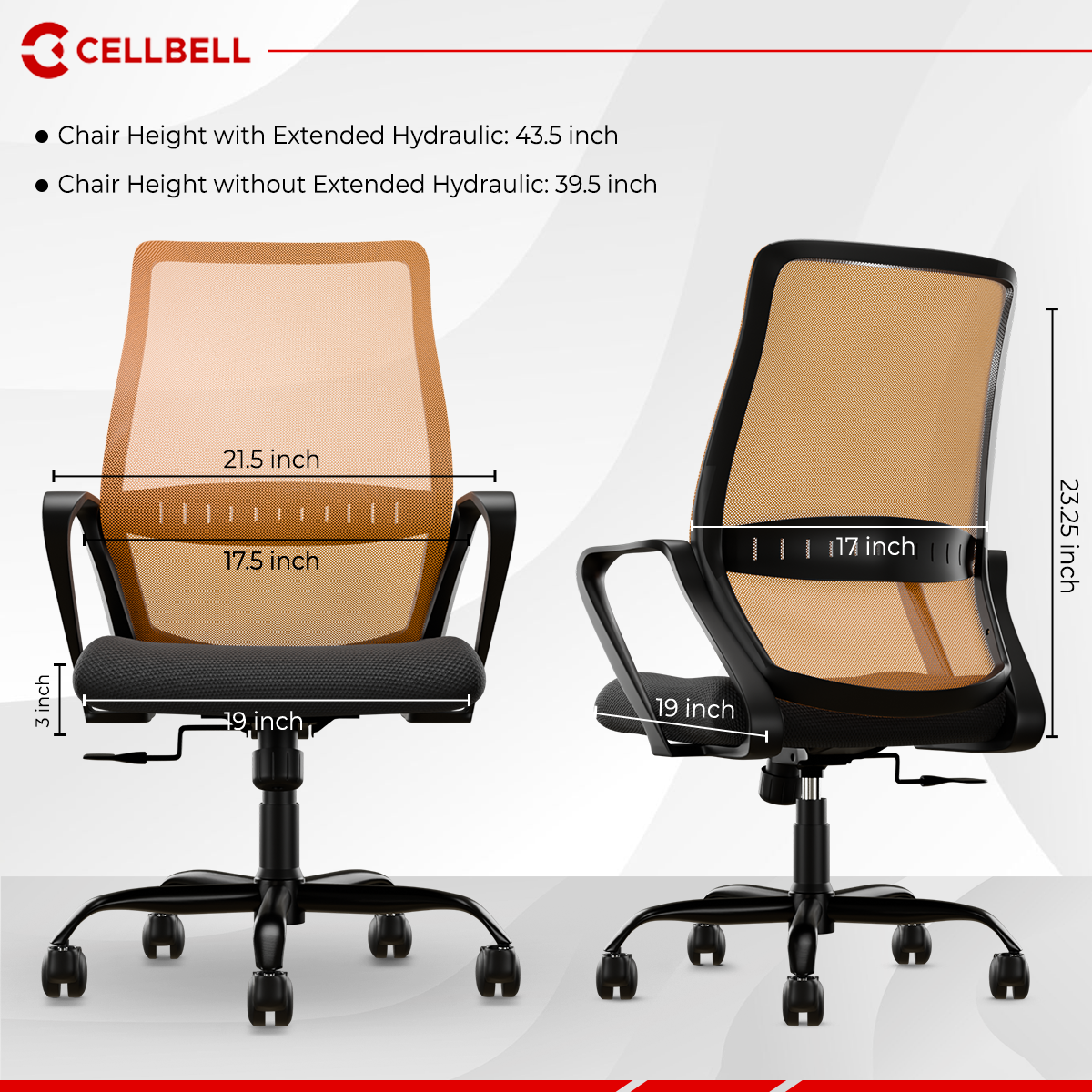 CELLBELL Desire Pro Mid Back Mesh Office Chair CellBell