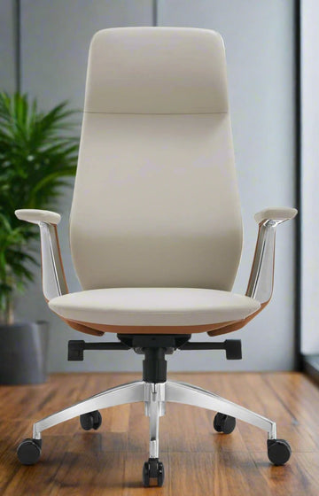 Felix Luxury High-Back Chair [White-Beige]