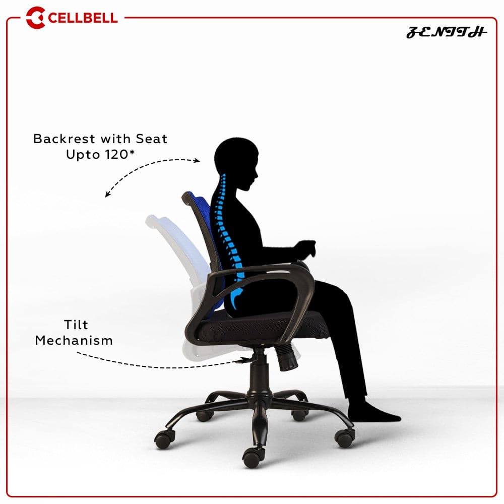 Zenith C107 Medium-Back Mesh Office/Study Chair [Black] | Cellbell